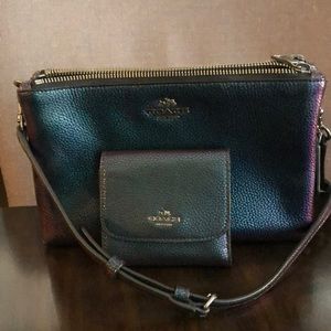Coach Iridescent Black Crossbody & Wallet